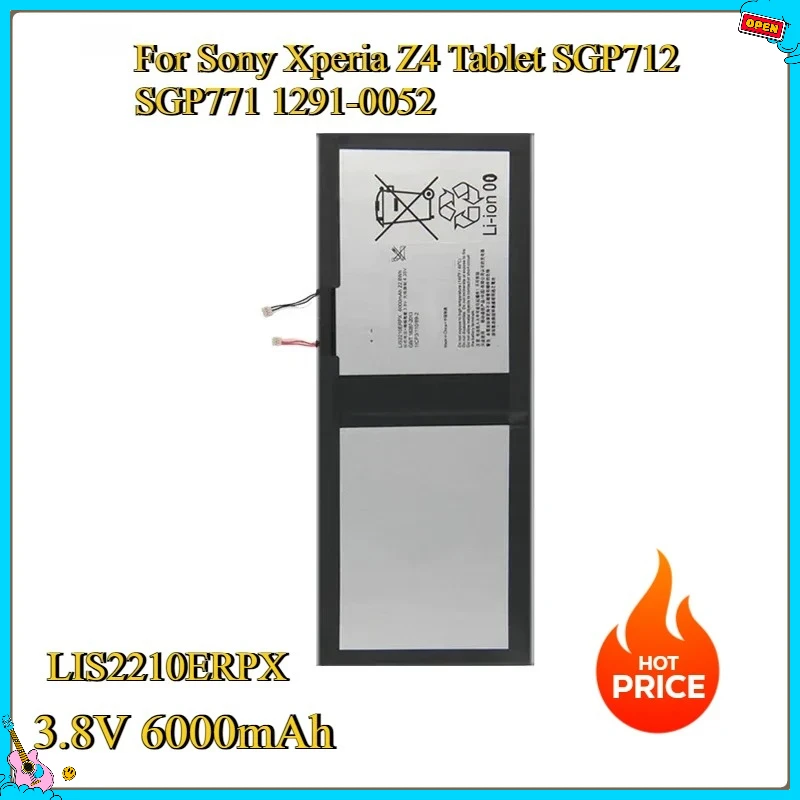 

New 3.8V 6000mAh Replacement Battery LIS2210ERPX LIS2210ERPC for Sony Xperia Z4 Tablet SGP712 SGP771 1291-0052