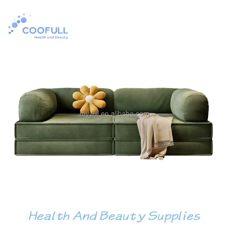 Coofull Sofa Set Furniture, Box Sofa, Compression Sofa Living Room Small Unit Three Person French Fabric Straight Sofa Bed