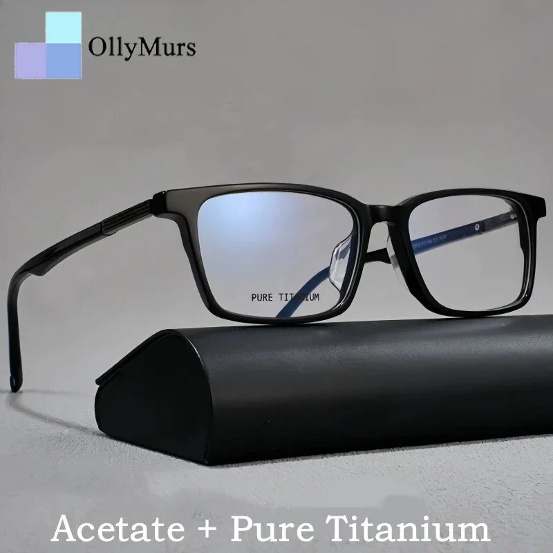 

OLLYMURS новые мужские очки из чистого титана и ацетата, роскошные ретро квадратные трендовые оптические очки по рецепту, женские оправы T22005