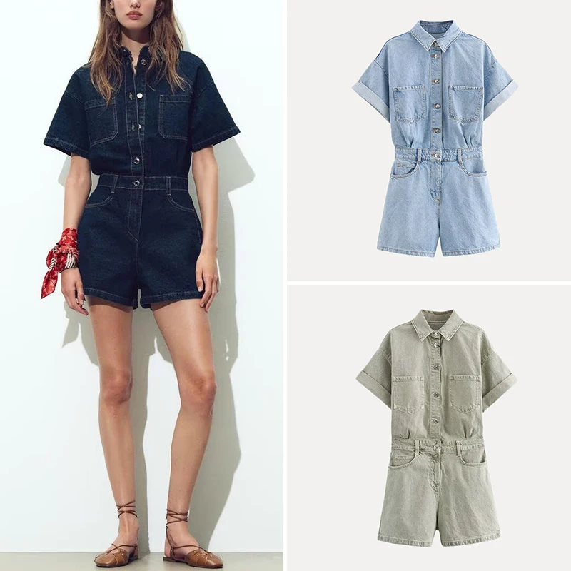 

Новинка лета 202, женский модный джинсовый комбинезон для похудения, уличная рабочая одежда из полиэфирного волокна, лыжи до середины талии