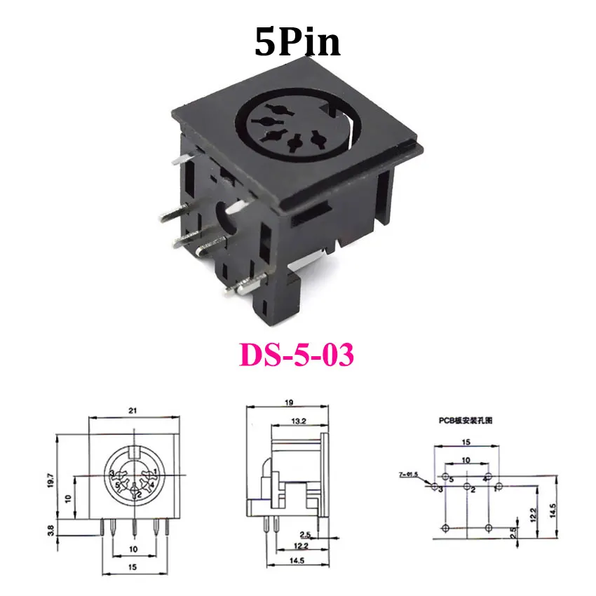 1 stücke S Terminal Audio Video Din Buchse Stecker S-video PCB Mount 3/4/5/6/8/9Pin Silber Ton PS2 Rund DIN Micro Jack – Detail 8