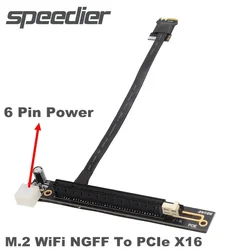 Graphics Extension Cable M.2 WiFi To x16 PCI-E M2 A.E Key NGFF To PCI-E 3.0 16x Network Card Riser Adapter Cable With 6Pin Power