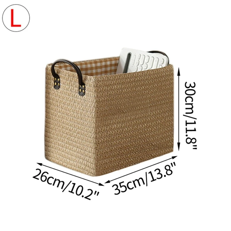 Woven Storage Baskets Box Foldable Storage Box With Handle Toy Snack Sundries Organizer Handmade Organizer