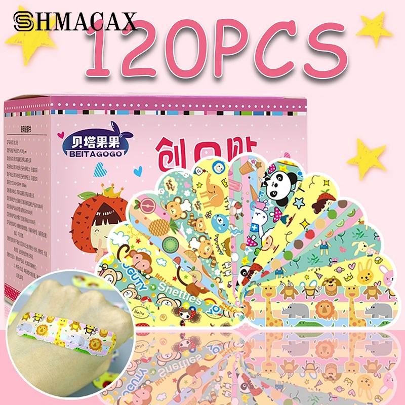 Waterproof Cartoon Band Aid, emplastros hemostasia, suprimentos de emergência primeiros socorros, respirável, 120pcs