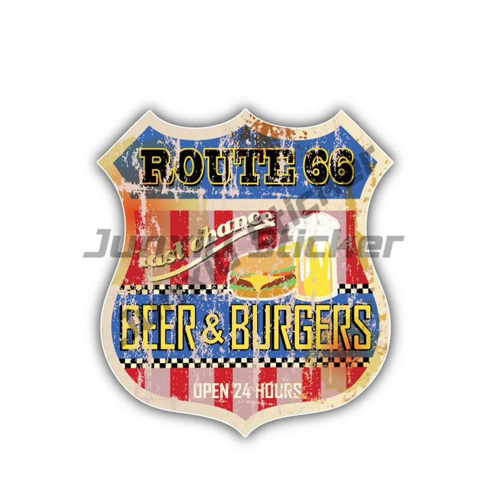 

Route 66 Beer Emblem Car Sticker Suv Bodywork Bumper Window Phone Trunk Windshield Occlusion Scratch Decal Camper Decals Pvc