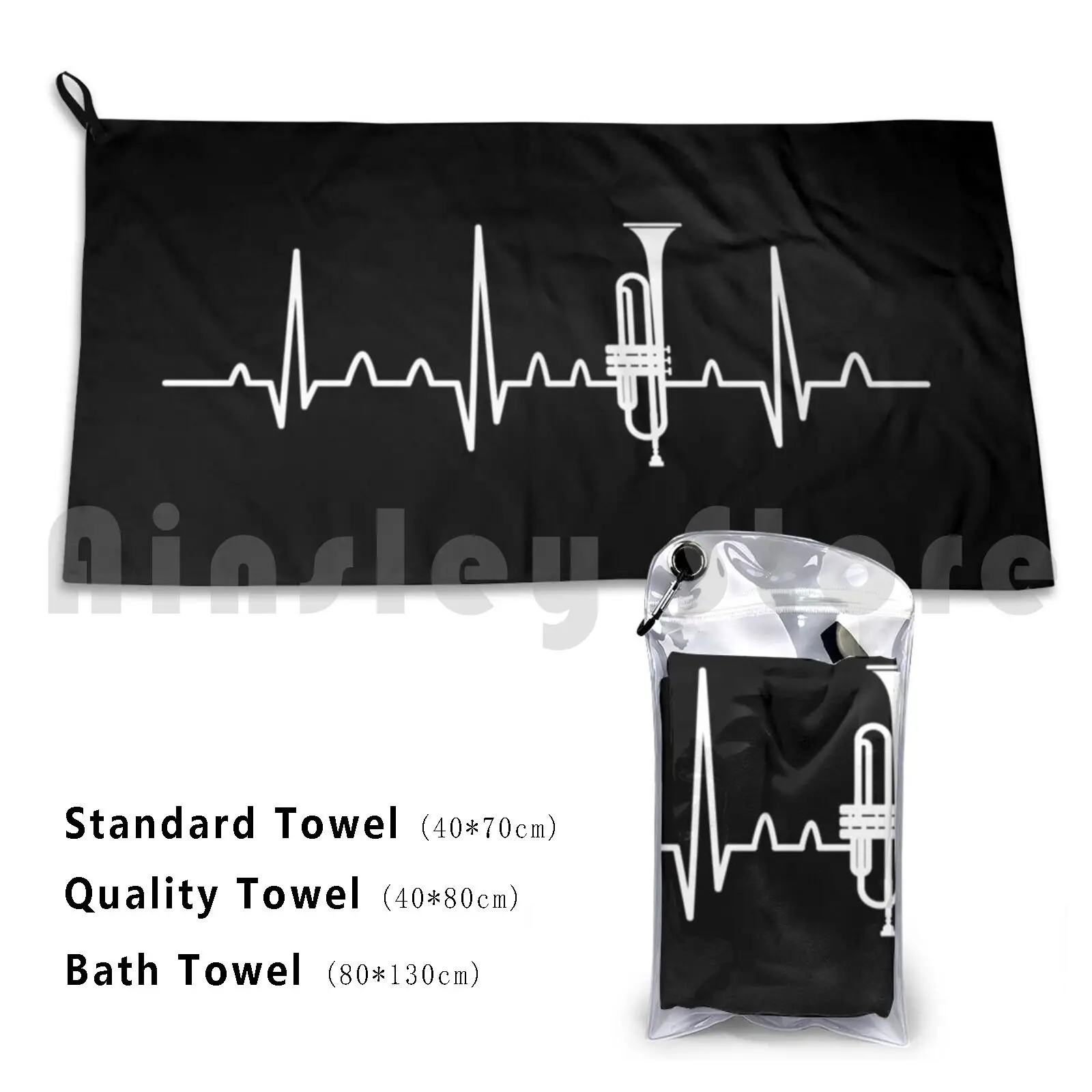 Trumpet Heartbeat Trumpeter Musician Marching Band Custom Towel Bath Towel Orchestra Trumpet Trumpet Player