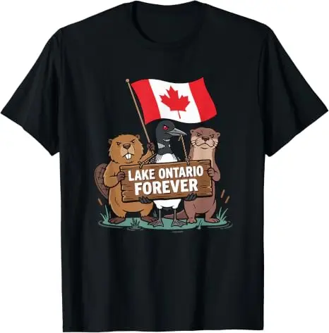 Lake Ontario Forever Otter Animals Flag Lustiges Anti-Lake-America T-Shirt Y2k Pro Lake Ontario Beaver Grafik-T-Shirt für Männer Jungen – Detail 10