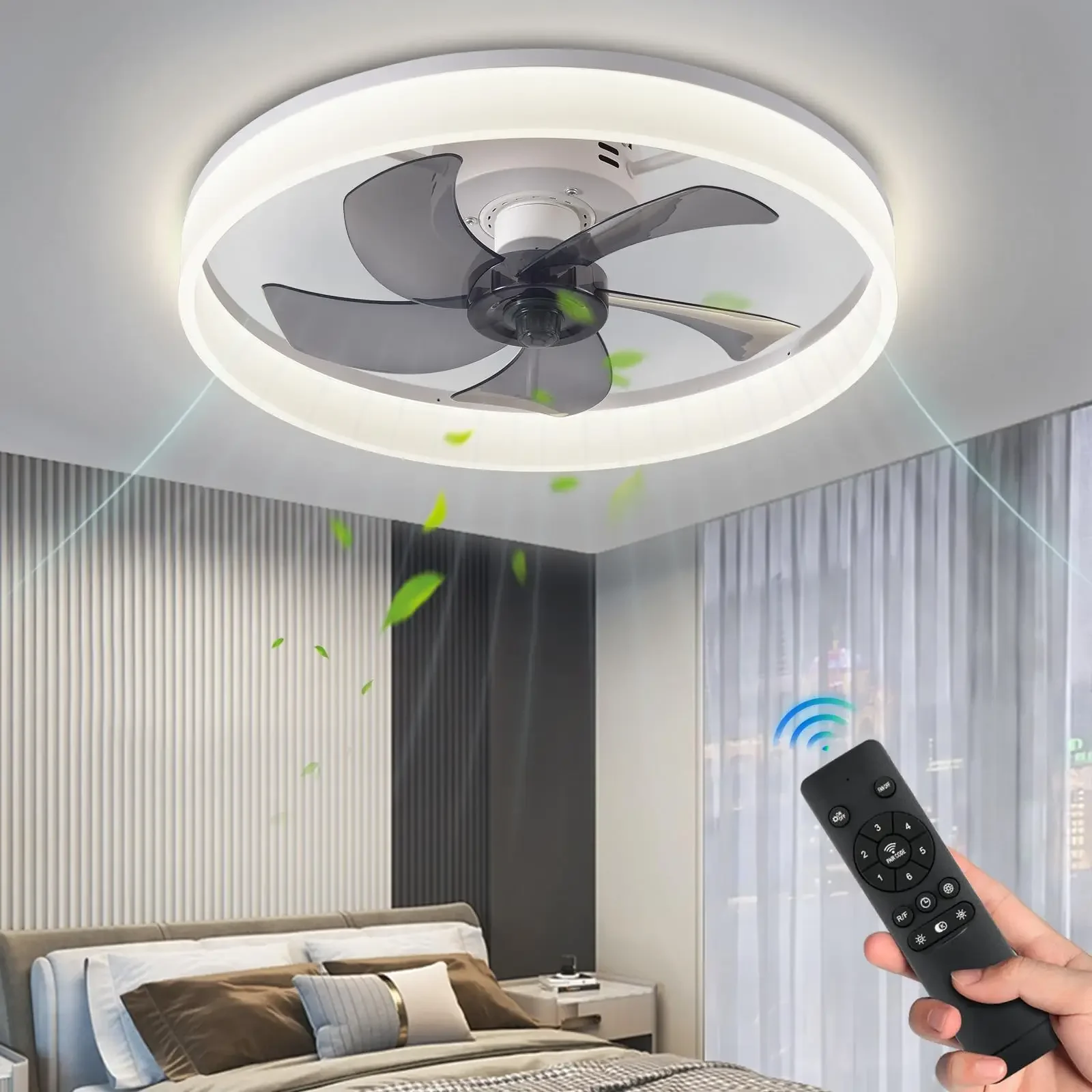 Nordic Ceiling Fan Living Room Bedroom Ceiling Fan With Light Corridor 3000K-6500K Dimmable Remote Control LED Fan Lamps