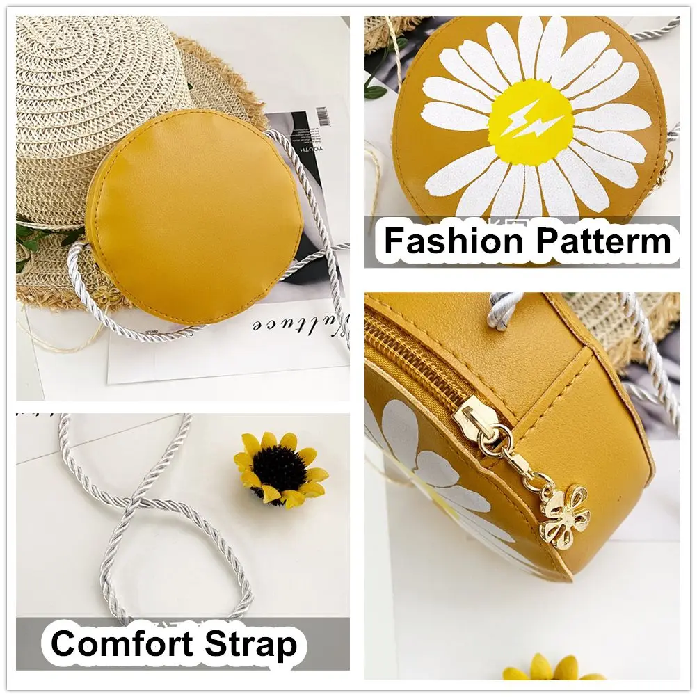 Pequena Daisy Crossbody Shoulder Bag para crianças, Mini Coin Purse, Satchel bonito para meninas