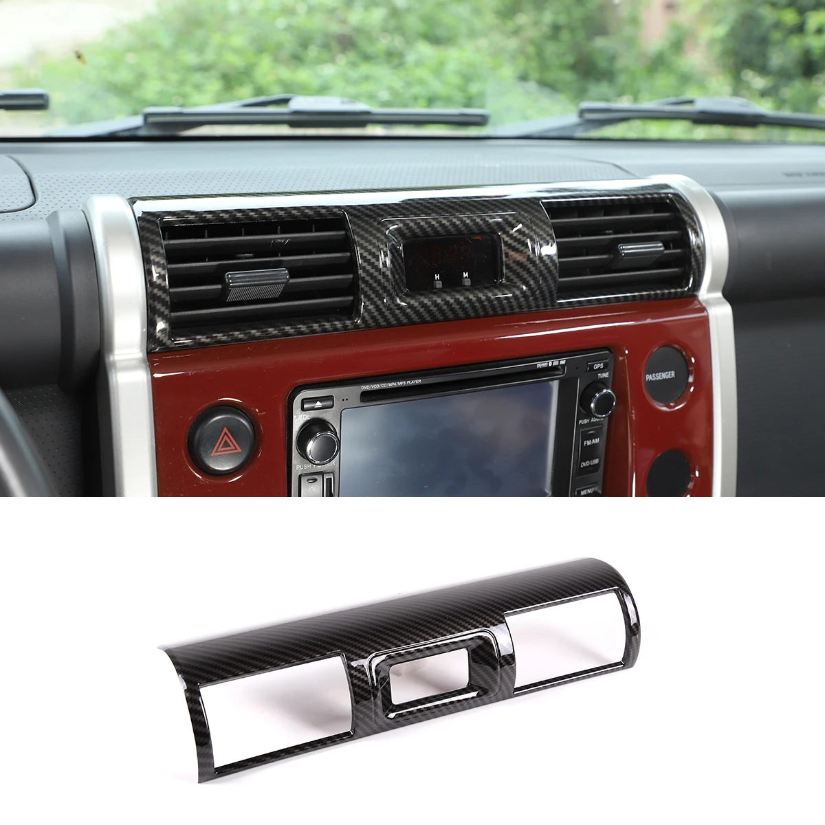 ABS-Kohlefaser für Toyota FJ Cruiser 2007-2021 Auto-Mittelkonsole Armaturenbrett Lüftungsrahmen Aufkleber Auto-Innenzubehör. ﻿