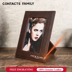 Vintage 5x7 Picture Frame Holder Genuine Leather Photo Stand Frames for Tabletop Vertical Display Retro Decoration Home Supplies