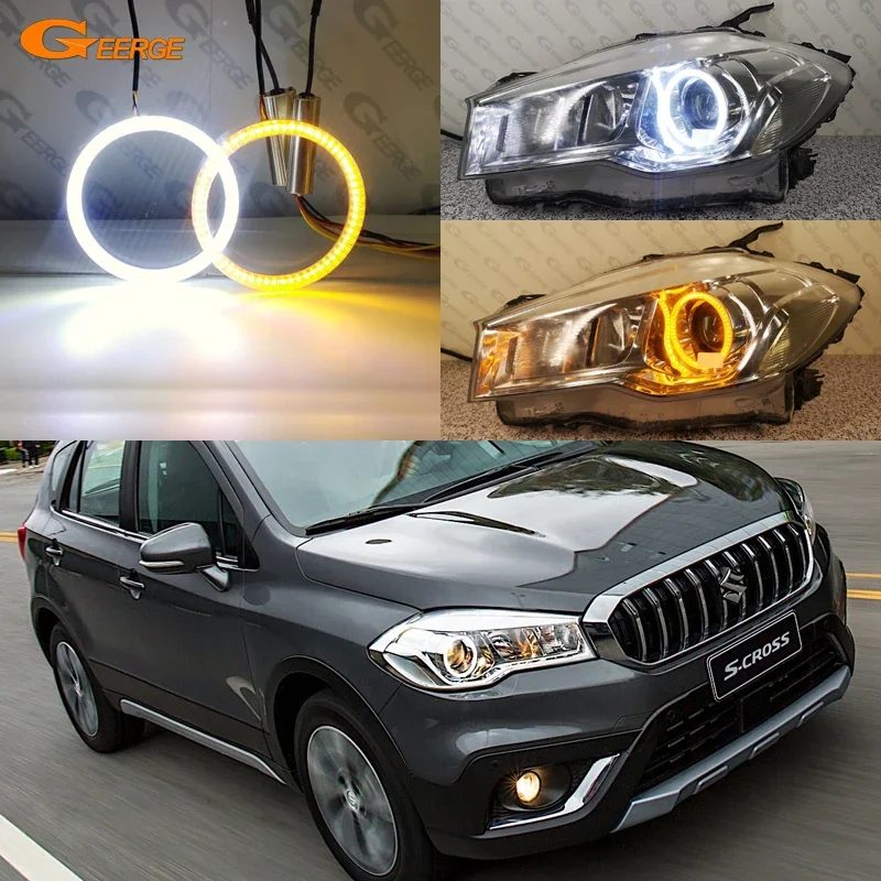 

For Suzuki SX4 S-Cross JY Facelift 2017 2018 2019 Excellent Ultra Bright Switchback DRL Turn Signal LED Angel Eyes Halo Rings