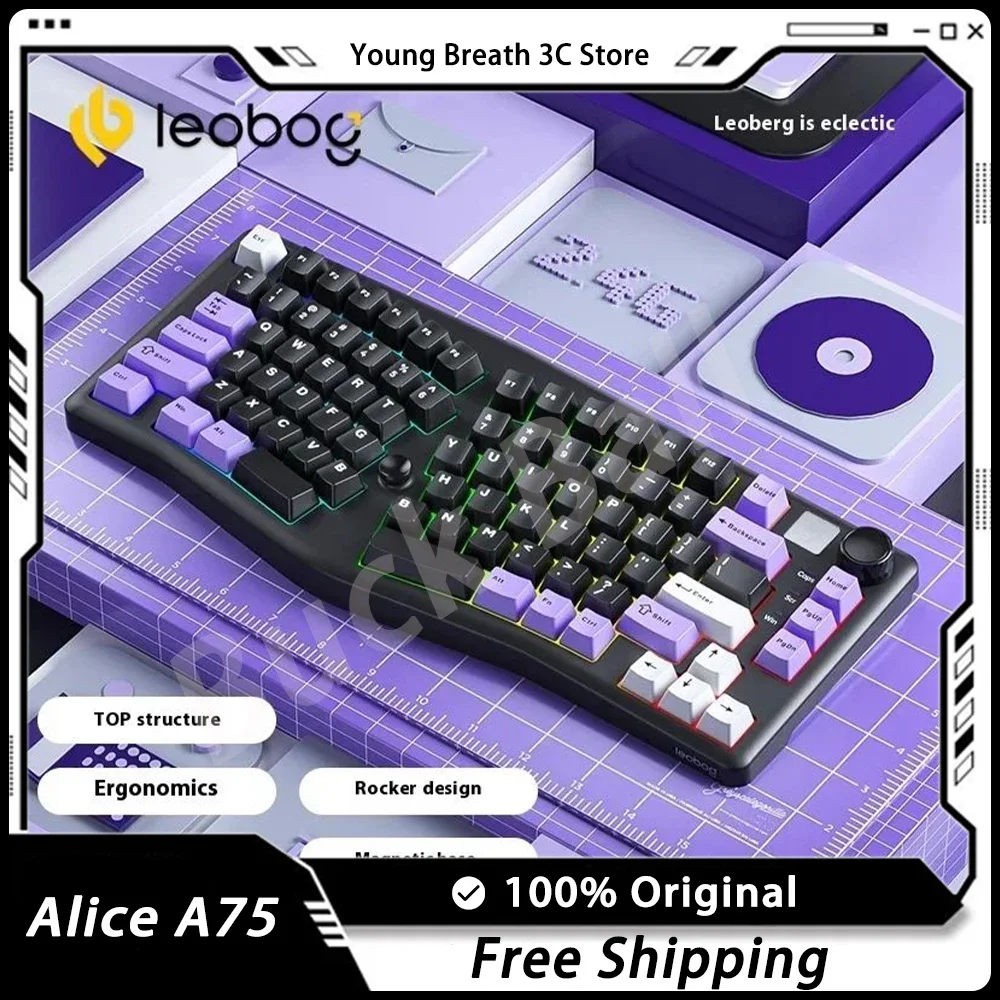 

New LEOBOG ALICE A75 Wireless Mechanical Keyboard Tri-Mode Multifunctional Knob Hot Swap Rgb Structure Custom Pc Gamer Keyboard