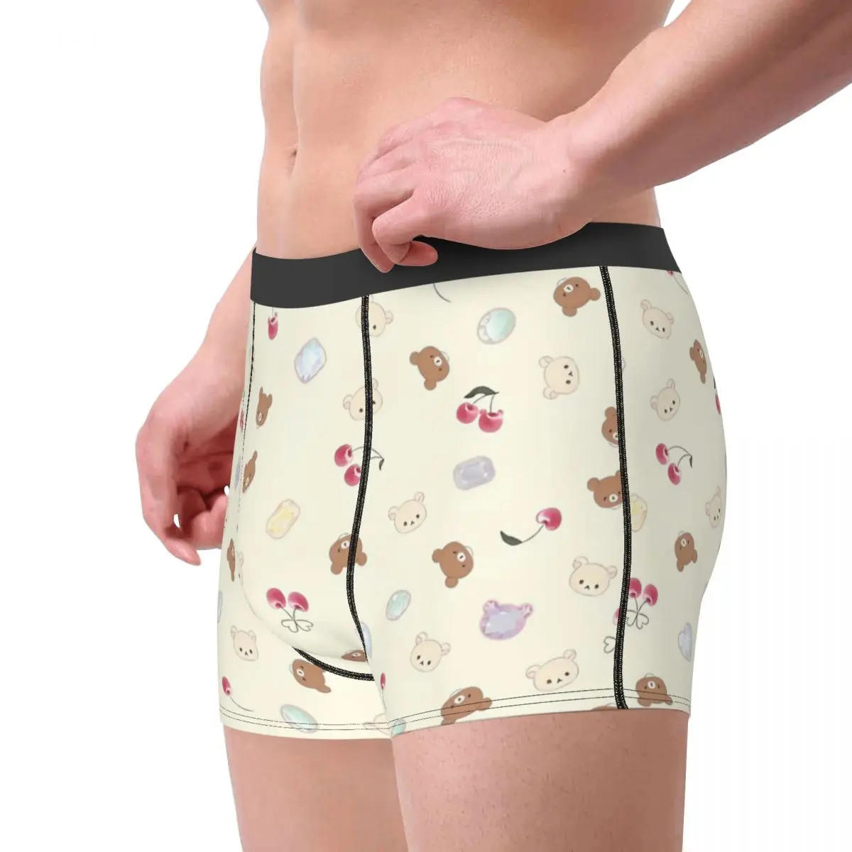 Men Rilakkuma Cartoon Underwear Humor Boxer Shorts Panties Male Breathable Underpants S-XXL