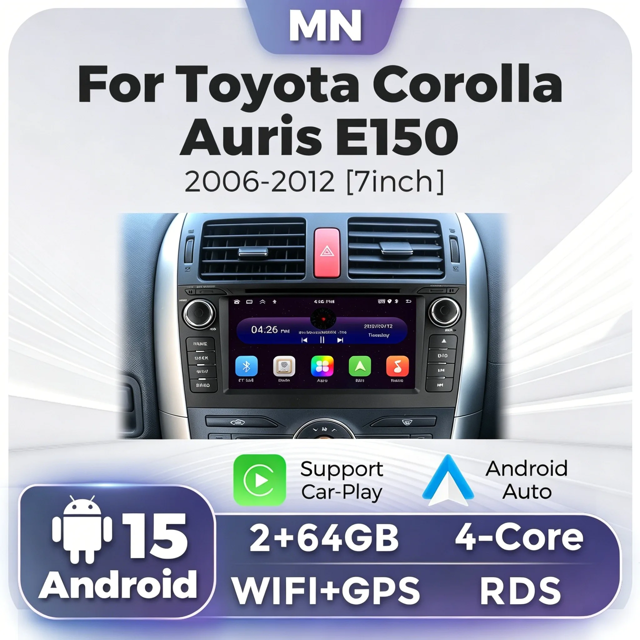 For Toyota Auris E150 Corolla 2006-2012 Android Car Stereo Multimedia Player GPS Navigation Carplay Auto Audio 2din RDS FM Radio