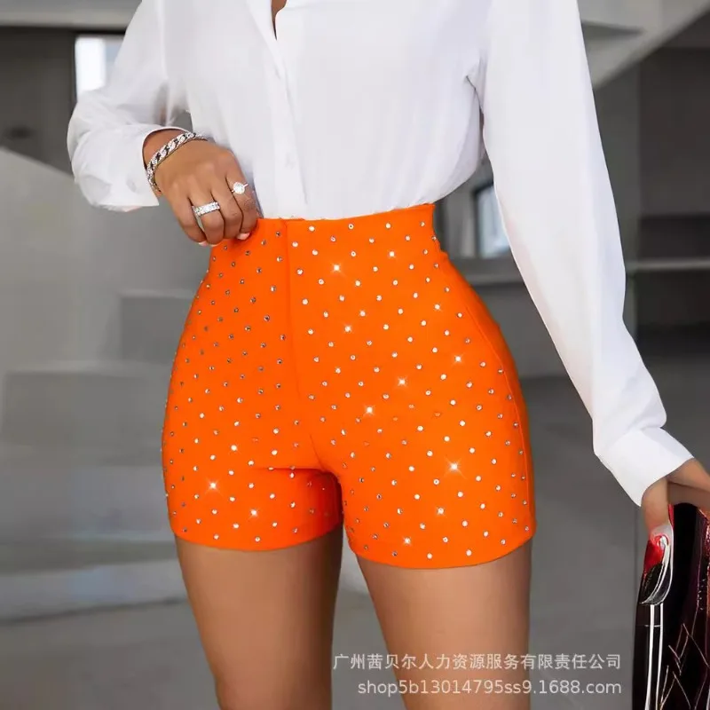 

Stylish Temperament 2024 Spring Summer New Women's Clothing Leisure Commute Rhinestone High Waist Shorts Independent Design