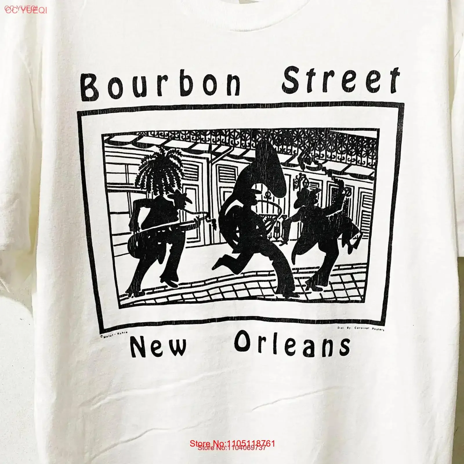 Vintage 90s Bourbon Street New Orleans Jazz T Shirt Size L vintage Washed Versatile fashion Unisex streetwear graphic