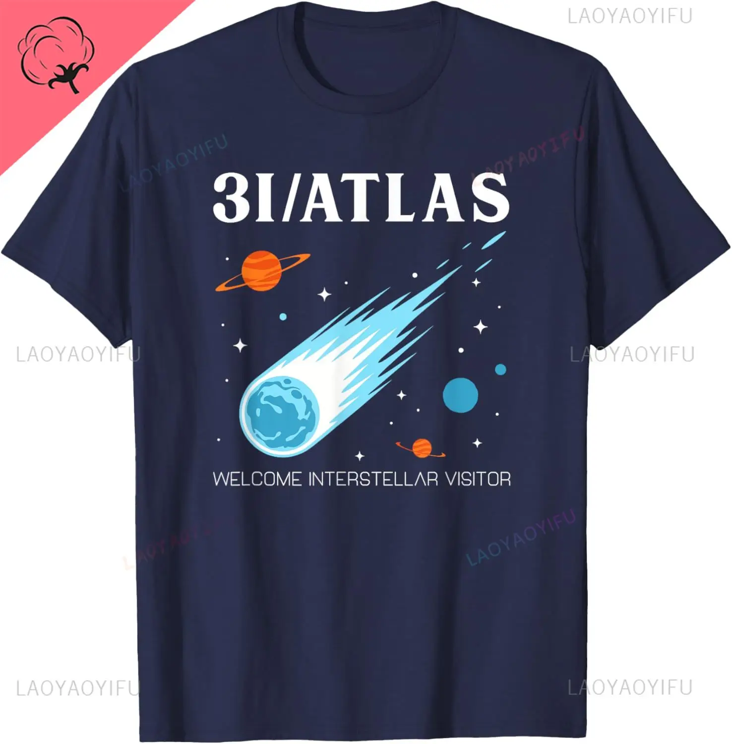 3I/Atlas Interstellar Visitor Comet Space Exploration Art Custom Printed Graphic T Shirts Streetwear Clothing Cotton Tee