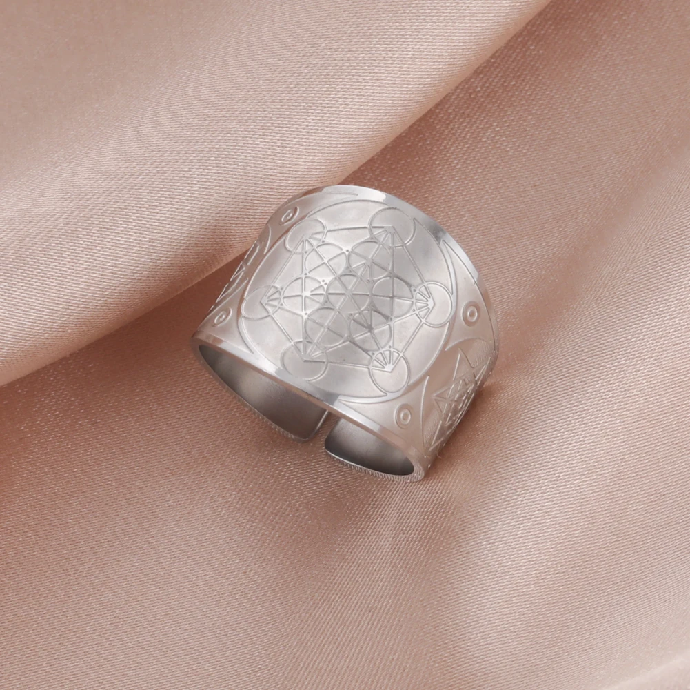 LIKGREAT Seven Archangels Men Ring Witchcra Pentagram Stainless Steel Adjustable Rings Solomon Kabbalah Amulet Talisman Jewelry view 6