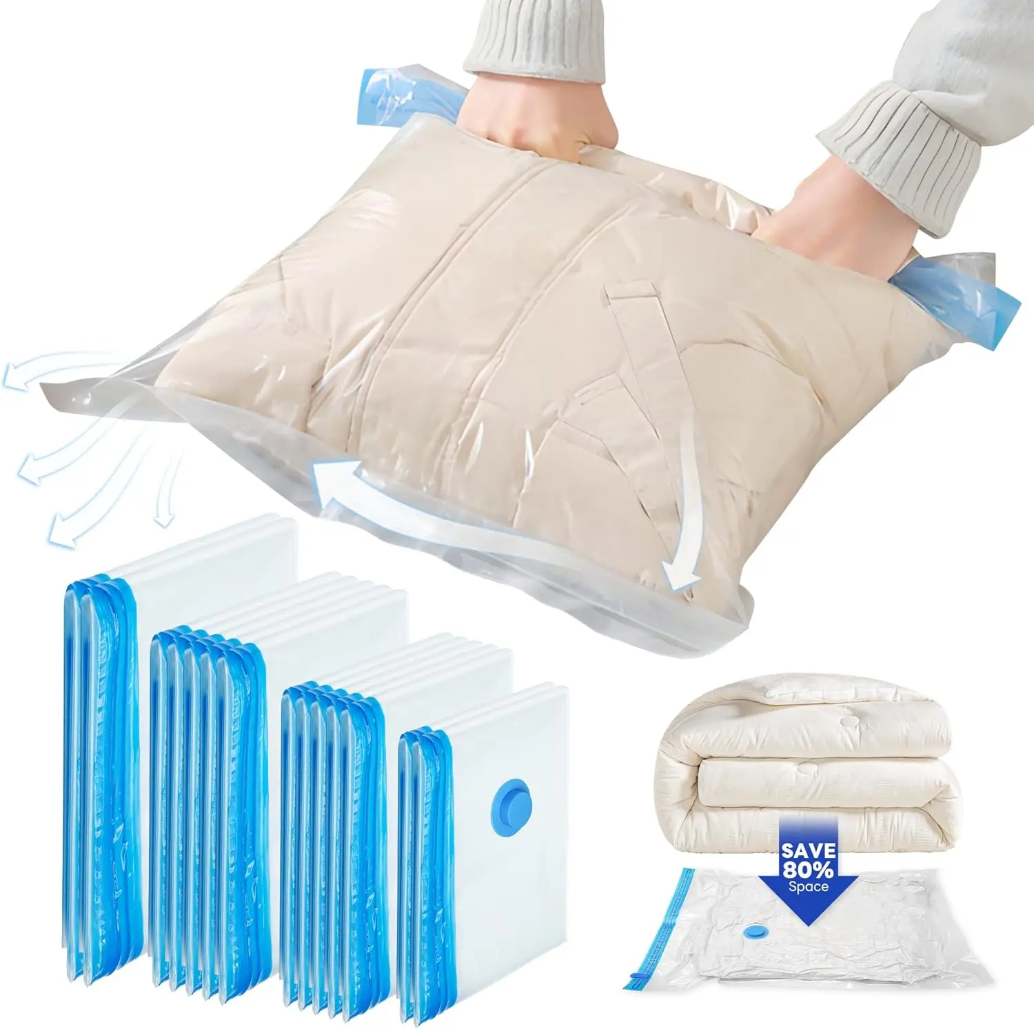 

14 pcs Travel Compression Bag Roll-up Vacuum Sealed Storage Bag Home Cothes Packaging Folding Finishing Space Saver Bags