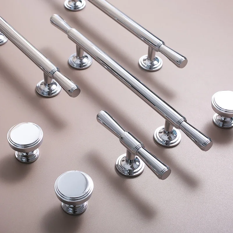 yesRose Gold / Silver Cabinet Door Small Handle Pure Copper Kitchen Handles Light Luxury Nordic Knob Furniture Handle