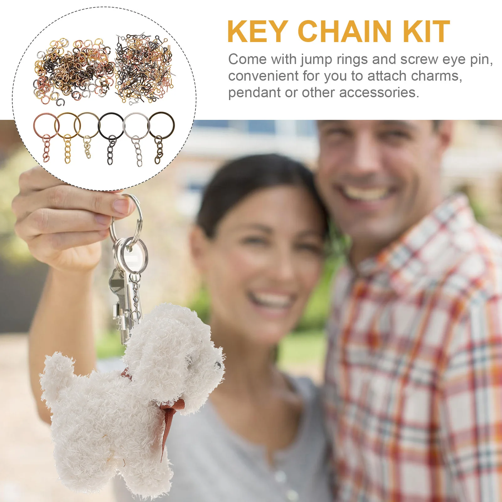 

450pcs Accessories Key Chain Making Kit Diy Crafts Jewelry Zinc Alloy Charms Connectors Jump Rings Screw Eye Pins Keychain