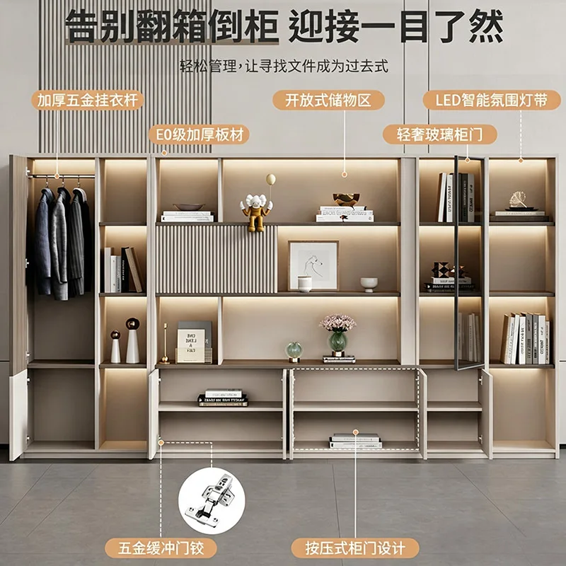 File cabinet boss office background cabinet furniture light luxury storage cabinet wall decorative\bookshelf bookcase