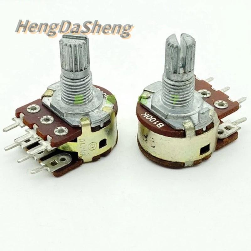 5Pcs/Lot 6-pin Dual B10K B100K Speaker Power Amplifier Speaker Volume Potentiometer With Center Positioning