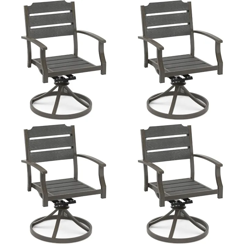 

Outdoor Dining Chair Set of 4, Swivel Rocking Patio Chairs, HDPE Seat with Aluminum Frame Patio Dining Chairs