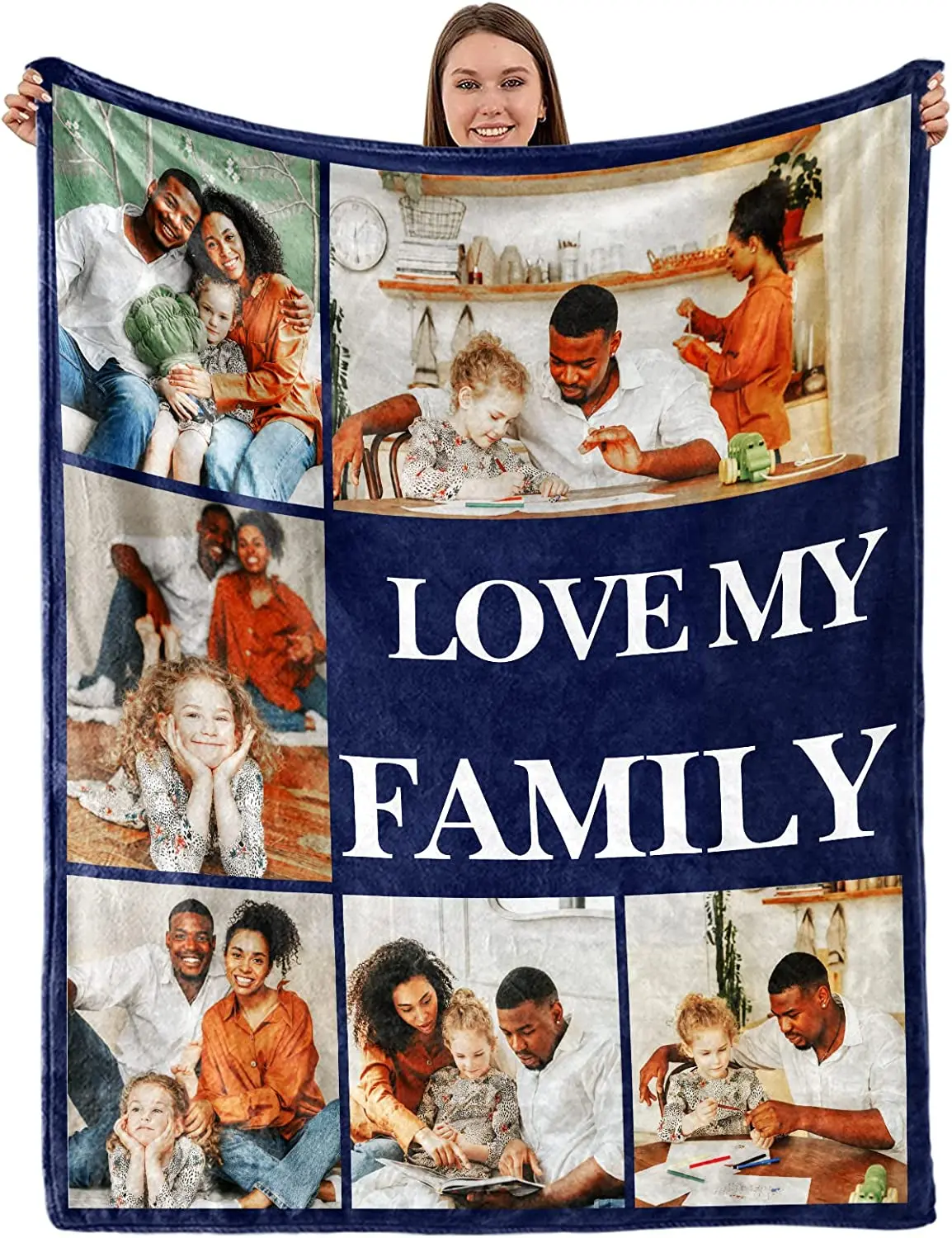 Benutzerdefinierte Decke mit Worten, Bild-Collage, individuelle Decken, Geburtstags-Souvenir, Weihnachtsgeschenke, personalisierte Überwurfdecke – Detail 10