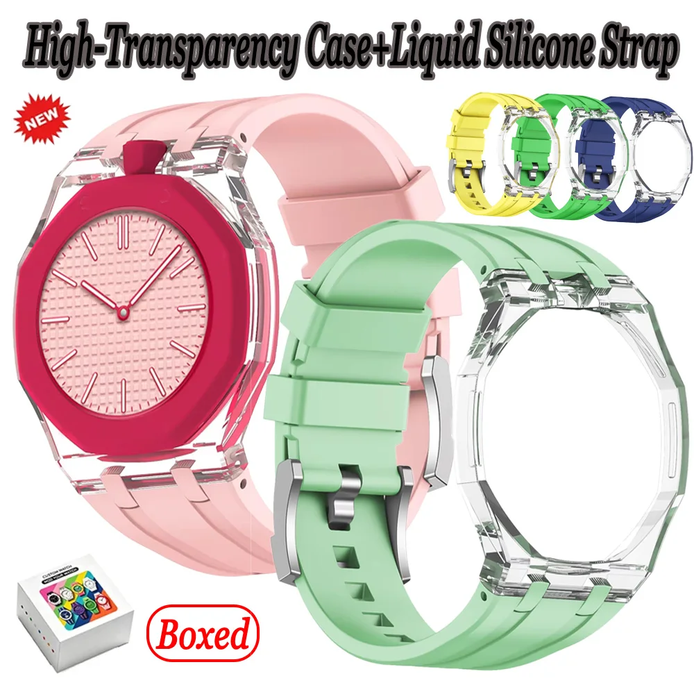 High-Transparency Case+Liquid Silicone Strap For Swatch x AP Royal POP Luxury Breathable Bracelet For Swatch x AP Royal POP Band