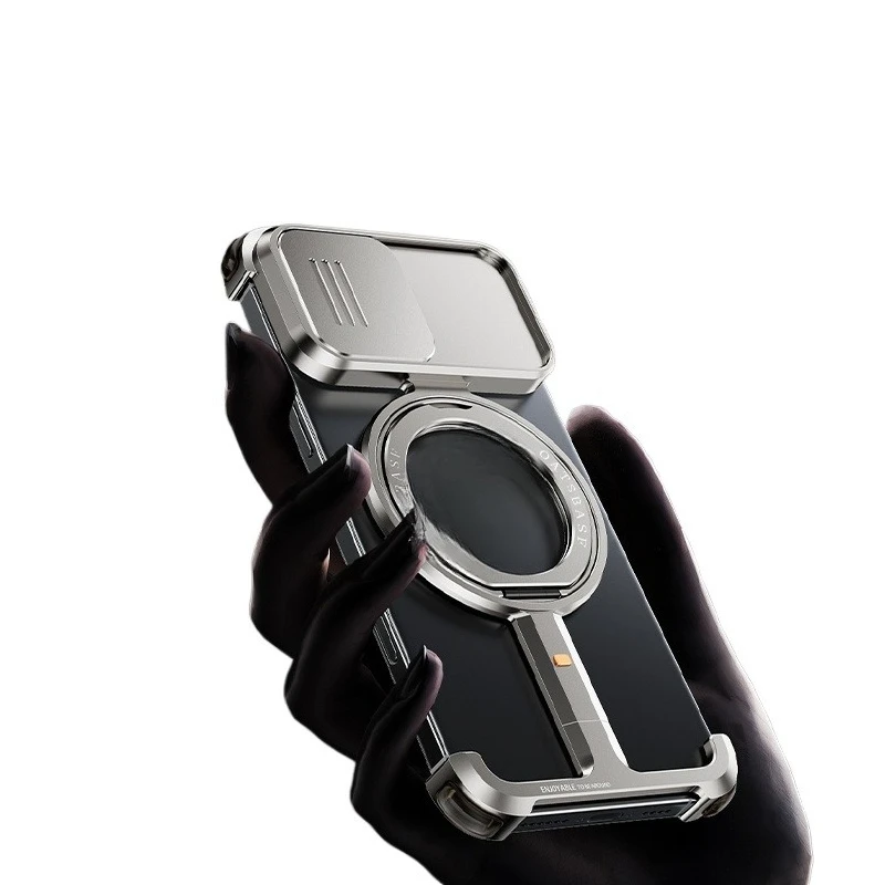 

Metal bare metal feeling borderless mobile phone case is suitable for Apple 16promax technology