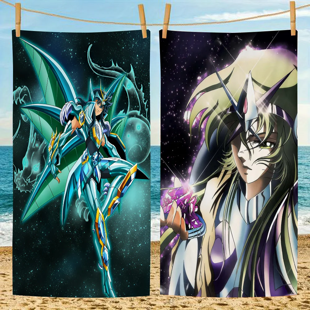 S-Saint Seiya Beach Towel Colorful Bath Towels For Girl Microfiber Quick Dry Custom Sand Free Beach Yoga Spa Gym Pool