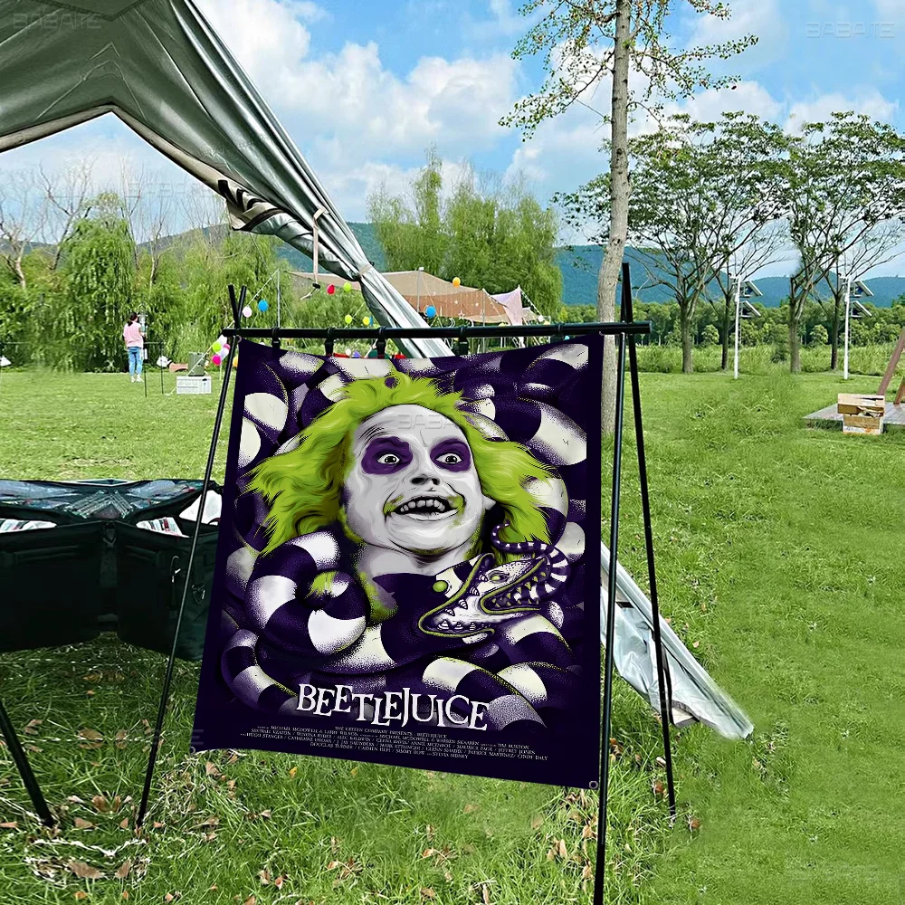 B-Beetlejuice Movie Banner Art Printing Japanese Wall Flag Anime Wall Hanging Home Decor