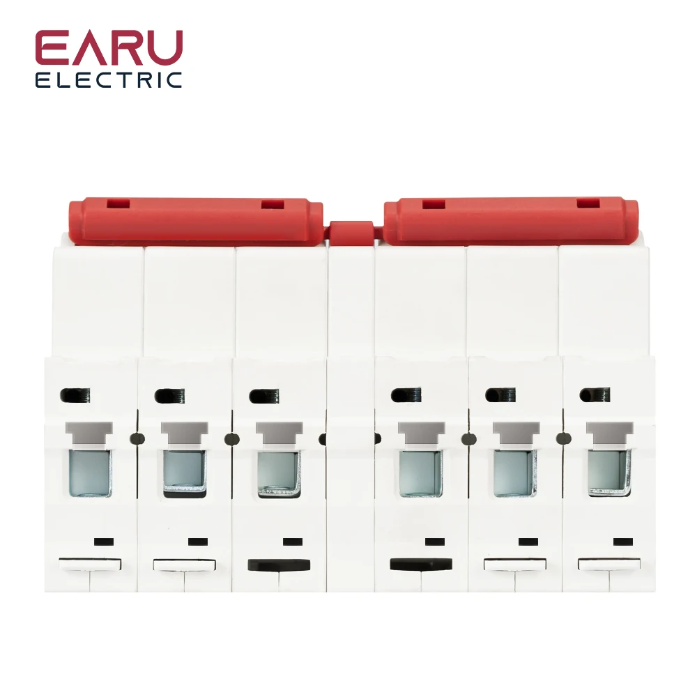 EARU 6A-63A MTS AC Dual Power Manual Transfer Switch DZ47 Interlock Circuit Breaker Din Rail Isolating Discounnecting Switch MCB
