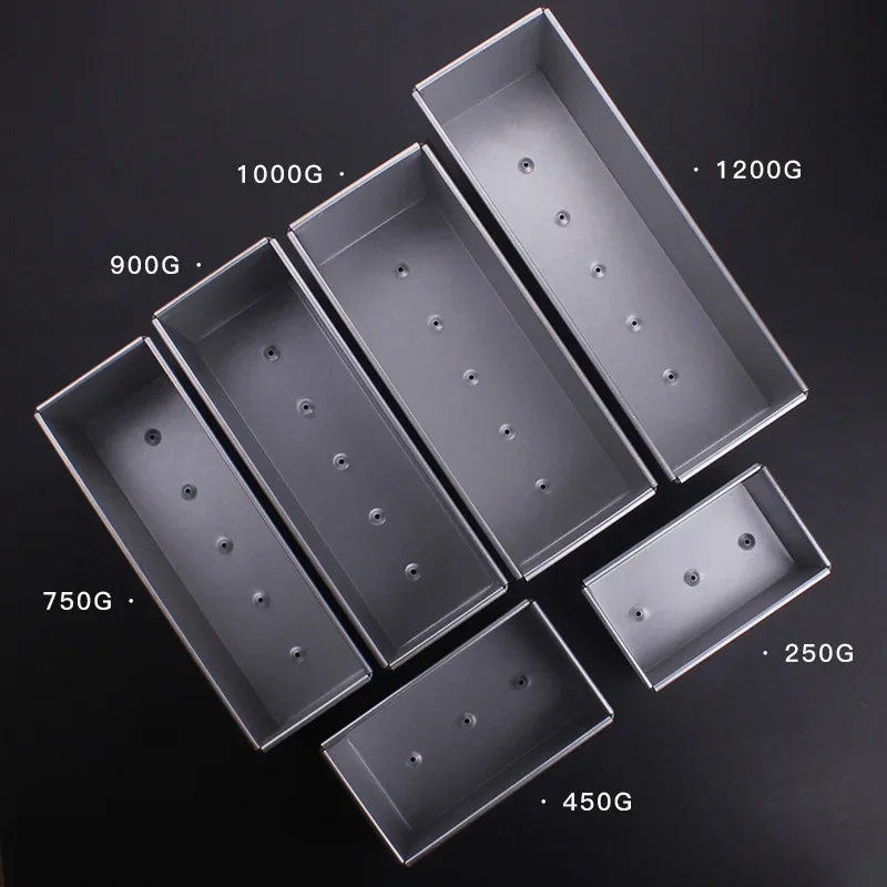 250g/450g/750g/900/1000/1200g Aluminum Alloy Toast boxes Bread Loaf Pan cake mold baking tool with lid JU31919