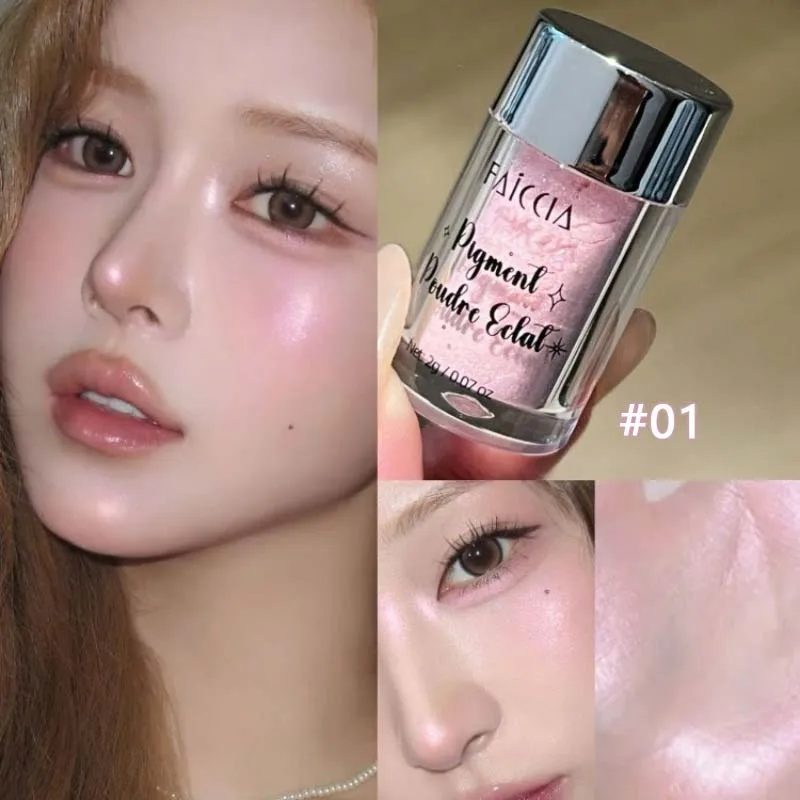 Aurora Glow Highlighter Powder Long-Lasting Pearl Shimmer Face Contour Brighten Sparkling Diamond Glitter for Radiant Makeup