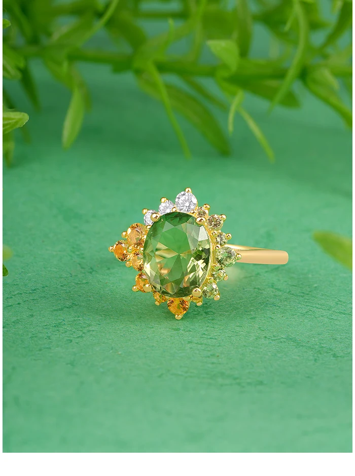 SANTUZZA Echter 925 Sterling Silber Ring für Damen Funkelnder Synthetischer Grüner Spinell Wunderschöne Hochzeitsgeschenke Edler Schmuck – Detail 9