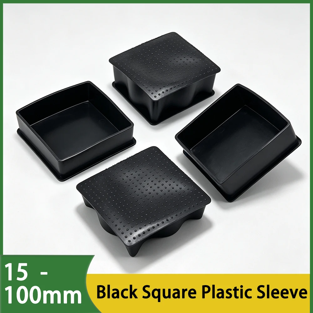 Square Chair Leg Caps 15-100mm Non Scratch Floor Protective Sleeve Anti Slip Rubber Table Stool Foot Pads 2-20Pcs Multi Sizes