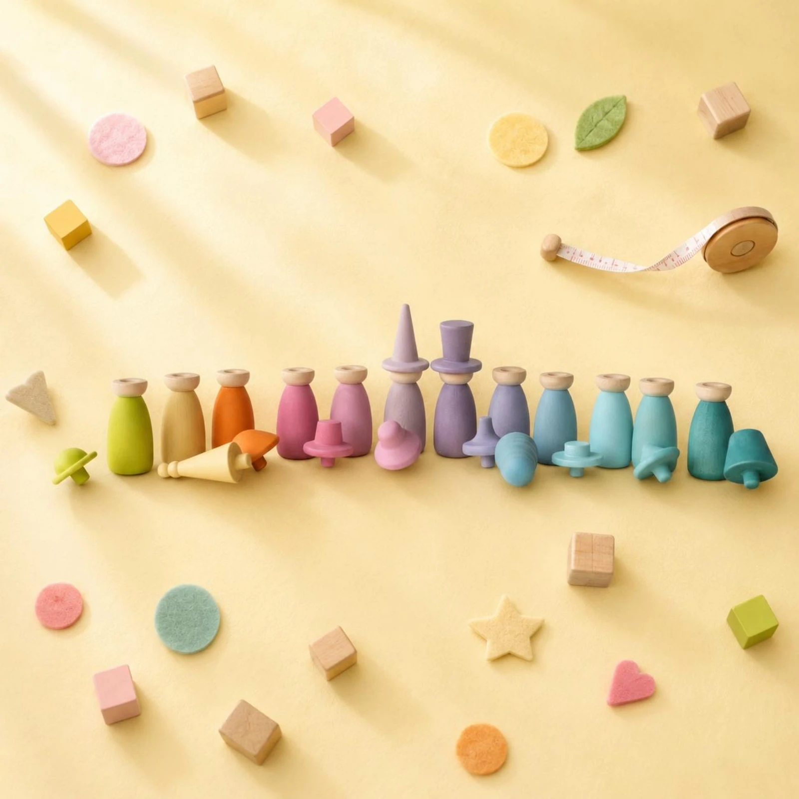

Wooden Peg Doll Removable Hat Pretend-Play Figure Wooden Figurine Natural Wood Texture Children's Plaything Matte Finish