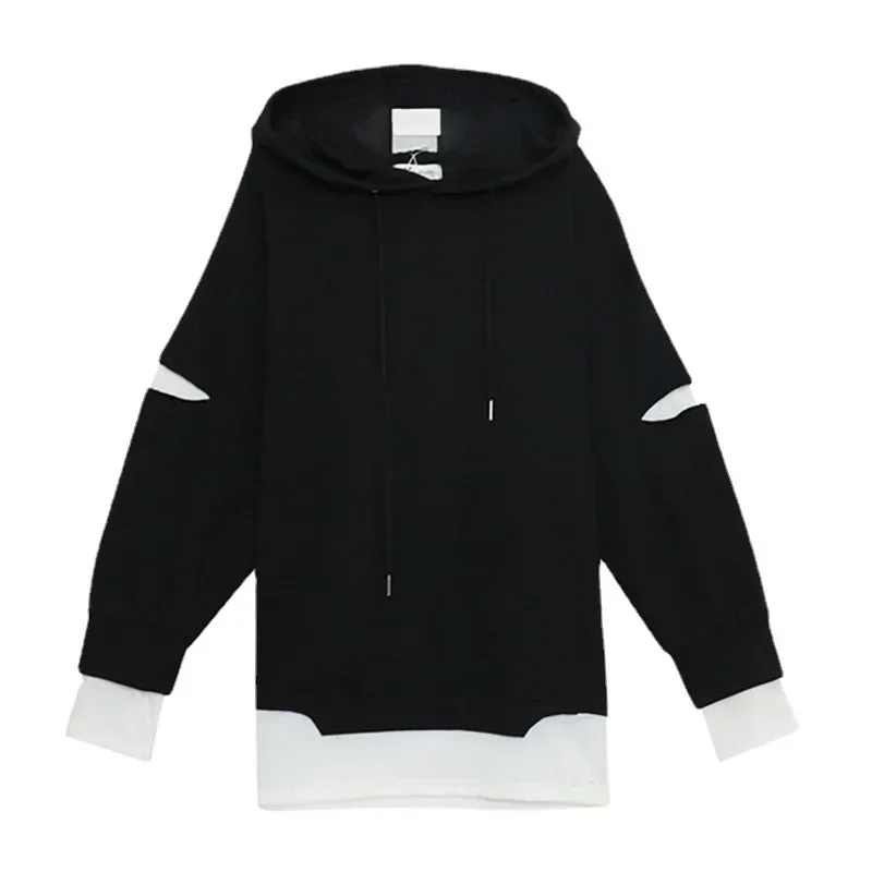 Spring New Lazy Style Fake Two Piece Tops Hoodies Loose Patchwork Pullovers Casual Fashion Women Clothing Korean Y2k