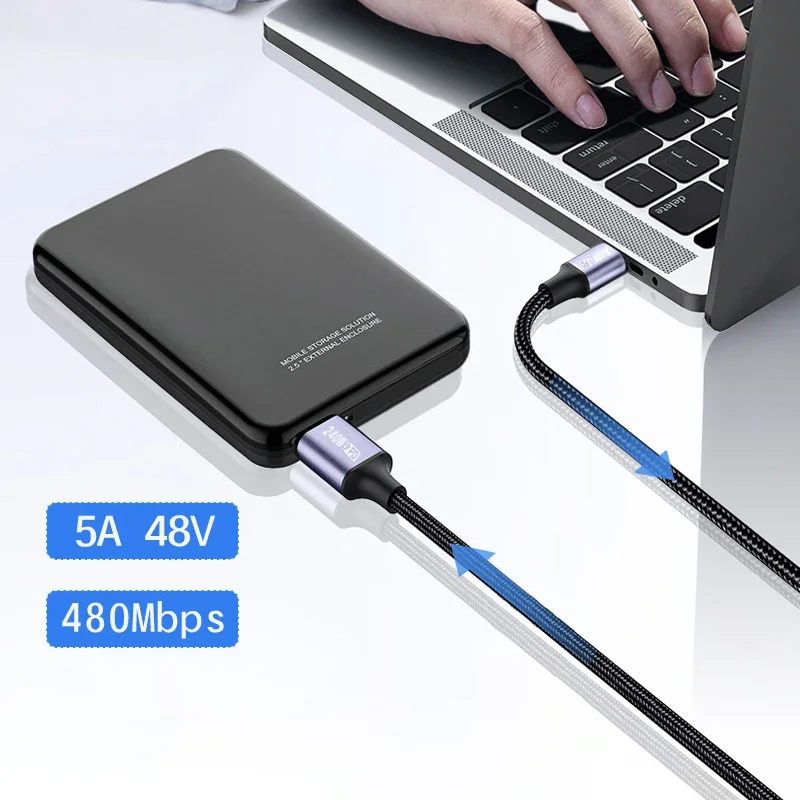 New PD 240W USB C to USB Type C Cable for Samsung Xiaomi Charge Cable 0.5M/1M/2M/3M Fast Charging for MacBook Pro QC4.0/3.0 5A