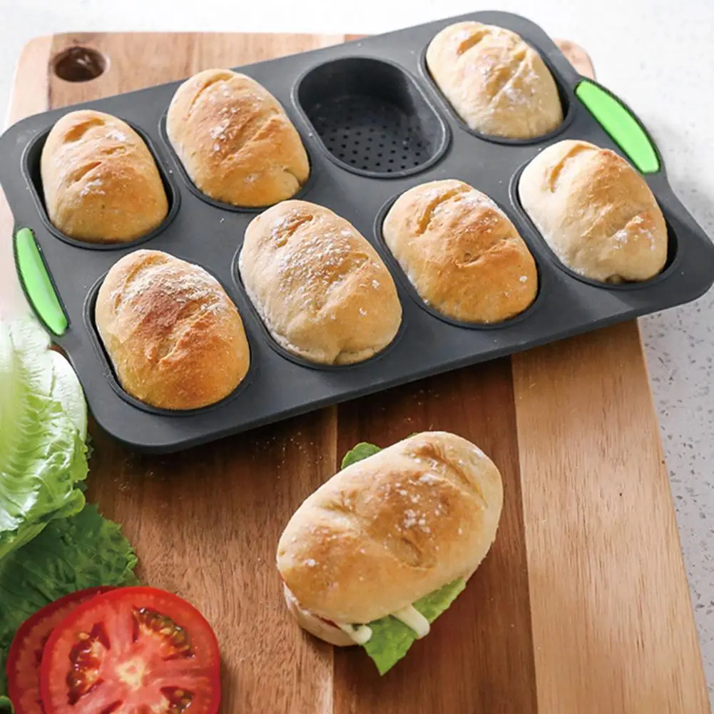 

Baguette Baking Tray with Drainage Holes Bread Mold Silicone Baking Dish French Bread Baking Forms Burger Buns Sandwich Tray