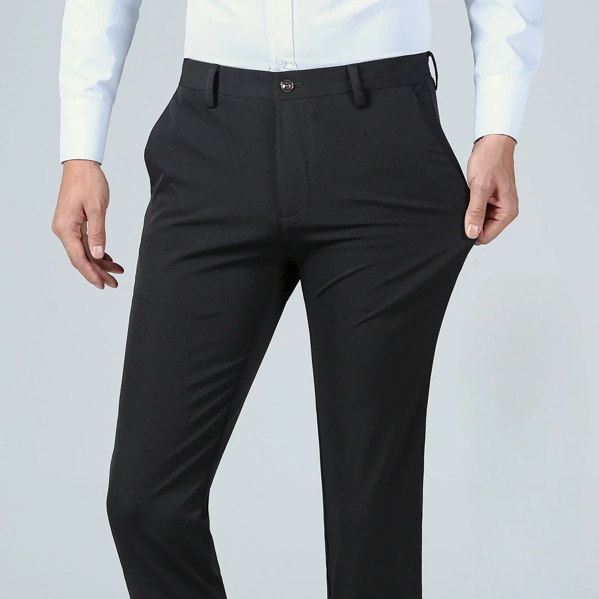 Stylish Black Dress Pants for Men Comfortable Casual Trousers Four-Season Korean Business Suit Pants Male Stretch Slim-Fit Pants