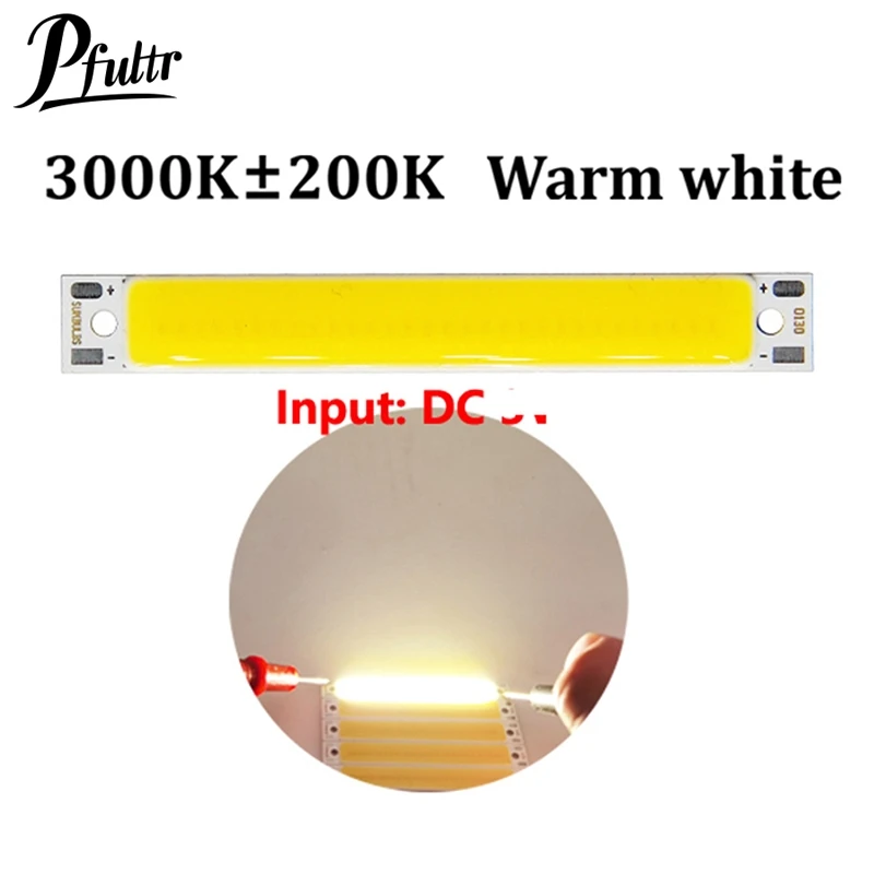 Hot sale 3V 3.7V DC 60mm 8mm LED COB Strip 3W Warm Cold White Blue Red COB LED light source for DIY Bicycle work lamp