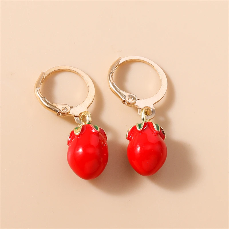 Modische Frucht-Ohrringe für Damen, Erdbeere, Apfel, Mais, Chili, Hängeohrringe, Mädchen, Party, Festival, Schmuck, Geschenke – Detail 27