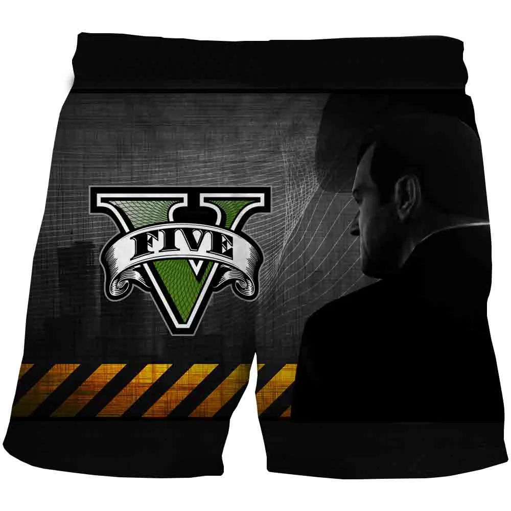 Pantalones cortos informales en 3D para hombre, Shorts GTA 5 Grand Theft con estampado de juego automático, ropa de calle Punk Rock Rap personalizada, novedad de verano