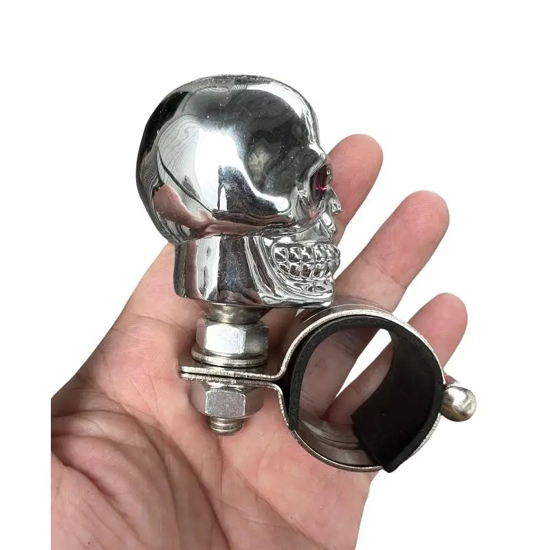 Universal Metal Bearing Power Handle Skull Head Turning Steering Wheel Booster 360° Rotation Spinner