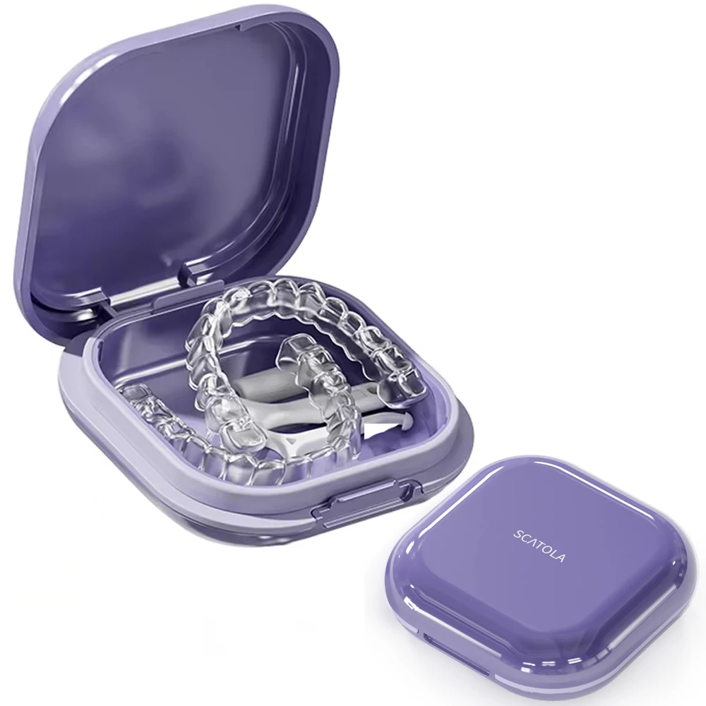 Capa protetora bucal ortodôntica à prova de vazamento, portátil, fina, fácil de limpar, alinhador, à prova d'água, recipiente de dentes falsos