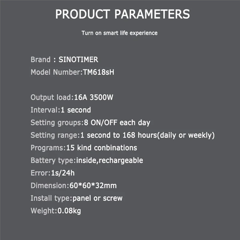 

2025 New-SINOTIMER TM618SH 220V Timer Switch Time Controller Automatic Cycle Timing Switch